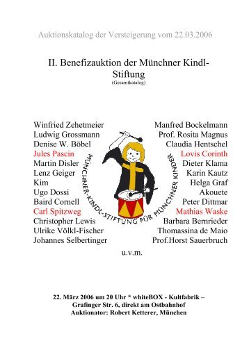 II. Benefizauktion der Münchner Kindl- Stiftung