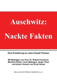 Auschwitz: Nackte Fakten Eine Erwiderung an Jean-Claude Pressac