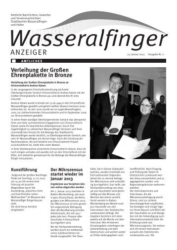 Verleihung der Großen Ehrenplakette in Bronze - Wasseralfingen