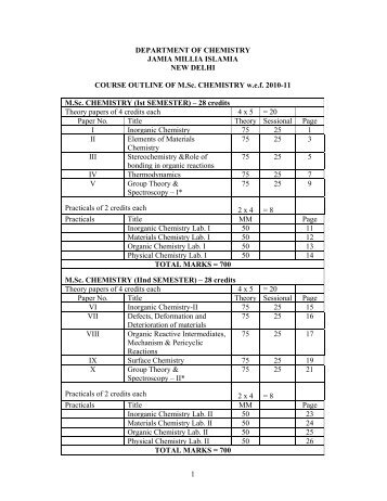 1 DEPARTMENT OF CHEMISTRY JAMIA MILLIA ISLAMIA ... - Weebly