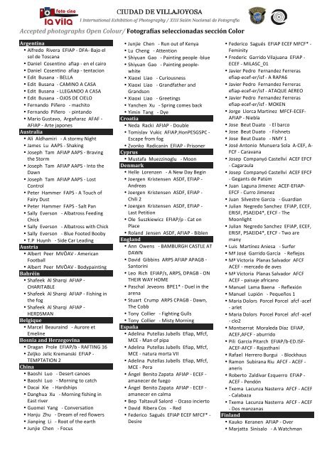 List of accepted images (PDF) / Lista de imágenes