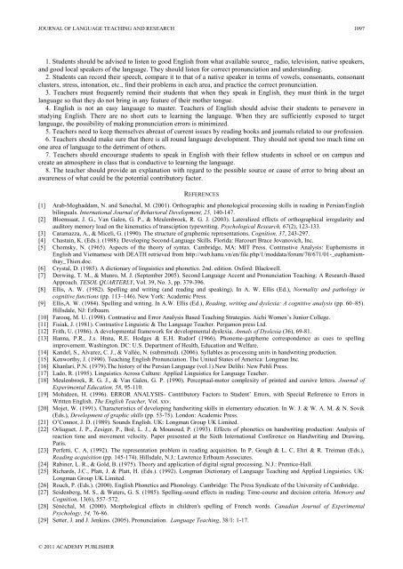 Journal of Language Teaching and Research Contents - Academy ...