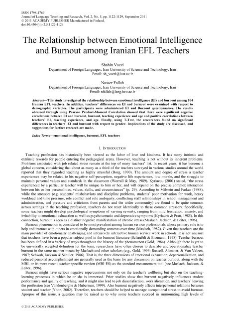 Journal of Language Teaching and Research Contents - Academy ...