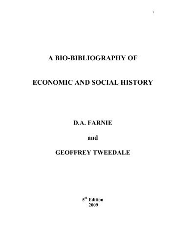 A BIO-BIBLIOGRAPHY OF - Economic History Society