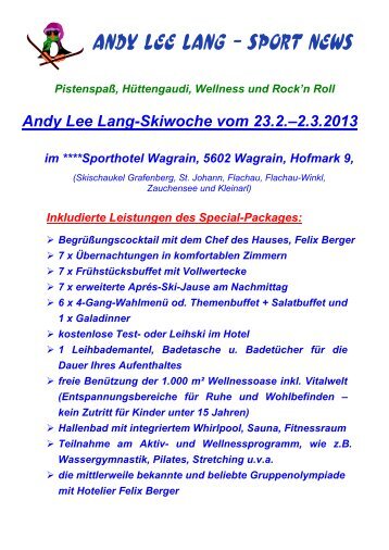 Andy Lee Lang-Skiwoche vom 23.2.–2.3.2013