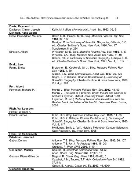 biographical and obituary references for nobel laureates