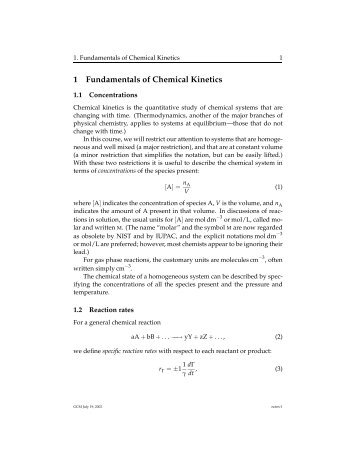 1 Fundamentals of Chemical Kinetics - Gvsu