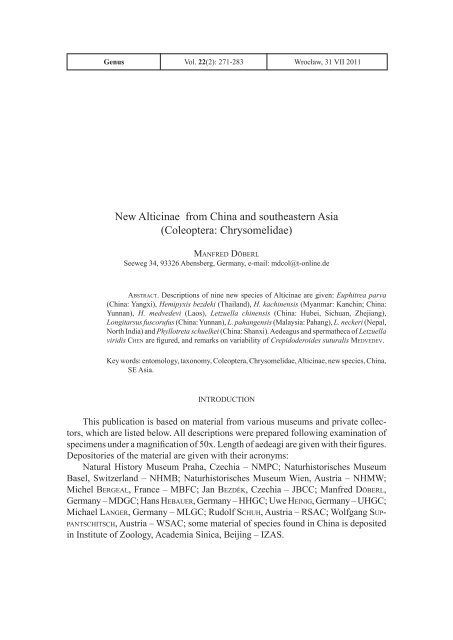 New Alticinae from China and southeastern Asia (Coleoptera ...