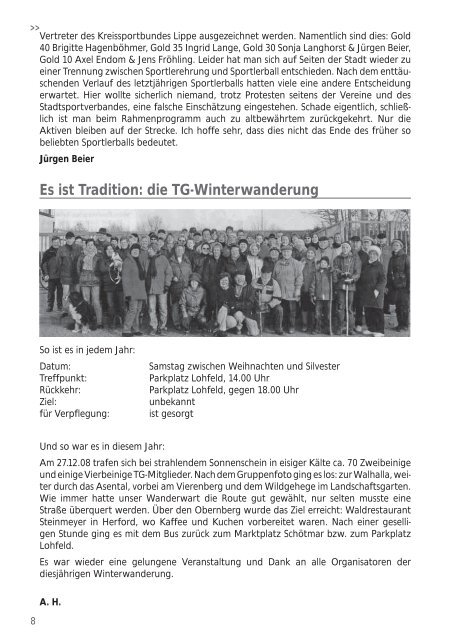 Heft 150 / 1. Quartal 2009 - Turngemeinde Schötmar von 1863 e.V.