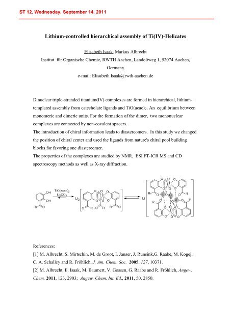 International Summer School PROGRAM - Laboratoire d'Infochimie ...