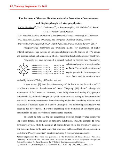 International Summer School PROGRAM - Laboratoire d'Infochimie ...