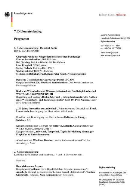 7. Diplomatenkolleg Programm (PDF) - Robert Bosch Stiftung