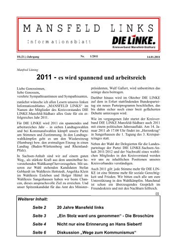 Ausgabe Januar 2011 - DIE LINKE. Kreisverband Mansfeld-Südharz