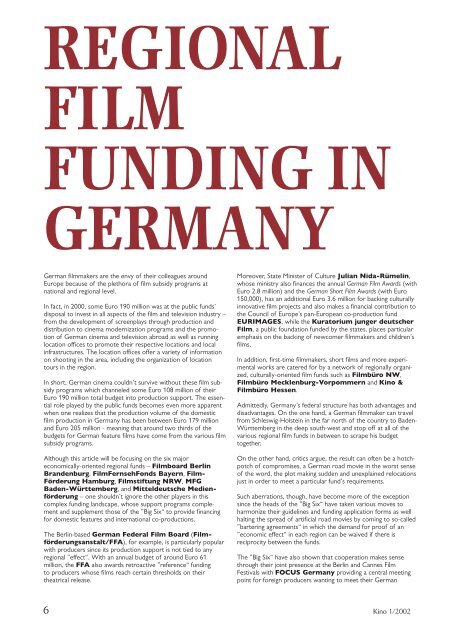 Titel Kino 1/2002 - German Cinema