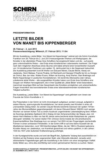 Presseinformation kurz - Schirn Kunsthalle Frankfurt