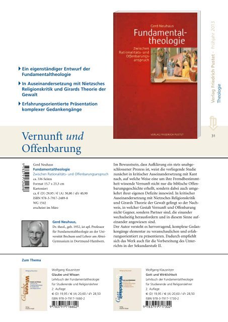 Verlagsvorschau Frühjahr 2013 - Pustet Verlag