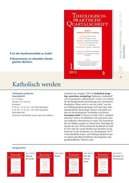 Verlagsvorschau Frühjahr 2013 - Pustet Verlag