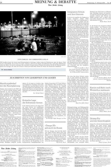 NZZ vom 16. und 17.02.2011 - Peter Lienhard