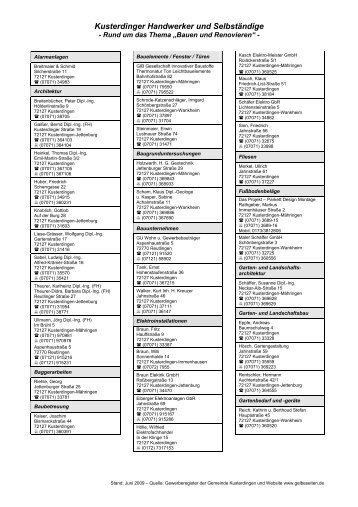 Kusterdinger Handwerker und Selbständige - Kusterdingen