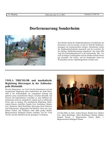Ausgabe 21 vom 16.11.2005 - Verwaltungsgemeinschaft Höchstädt ...