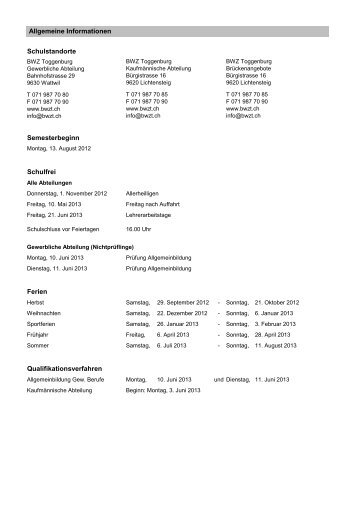 Stundenplan 2011/12 - Berufs- und Weiterbildungszentrum ...