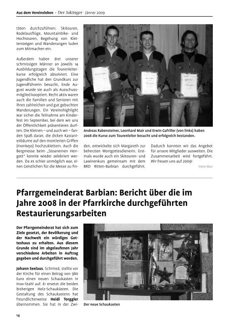 Der Jakinger 14 / Jänner 2009 (1,51 MB - Gemeinde Barbian