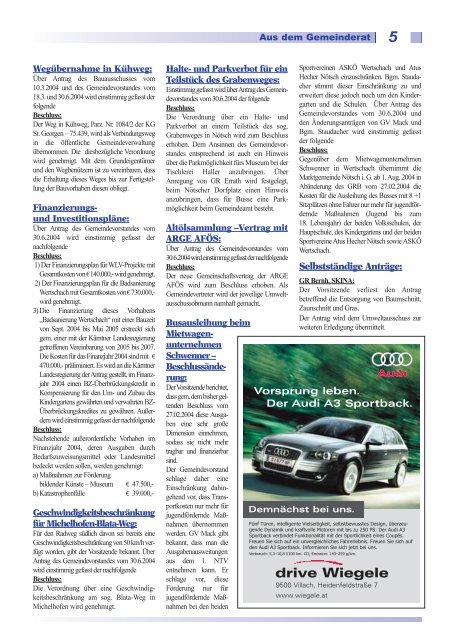 Mitteilungsblatt - Marktgemeinde Nötsch