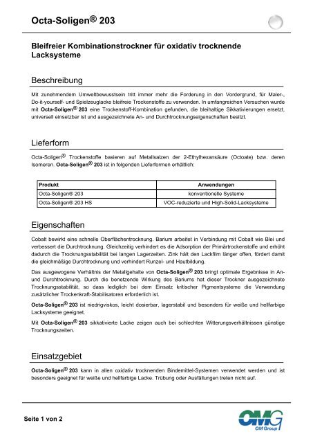 Octa-Soligen® 203 - Borchers GmbH