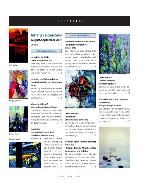 Inhalt - ARTPROFIL, Magazin für Kunst