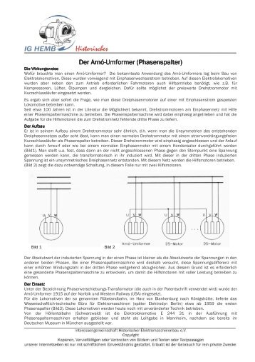 Der Arnó-Umformer - IG Historischer Elektromaschinenbau