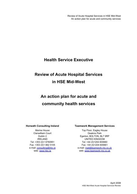 Review of acute hospital services in the Mid - Health Service Executive