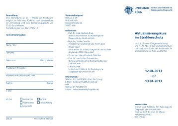 Anmeldung und Programm - Radiologische Diagnostik - Uniklinik Köln