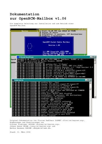Dokumentation zur OpenBCM-Mailbox v1.06 - DBO274