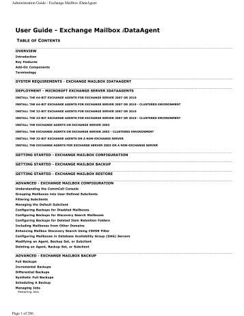 Exchange Mailbox iDataAgent - CommVault Documentation