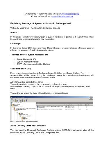 Explaining The Usage Of System Mailboxes In ... - IT-Training-Grote