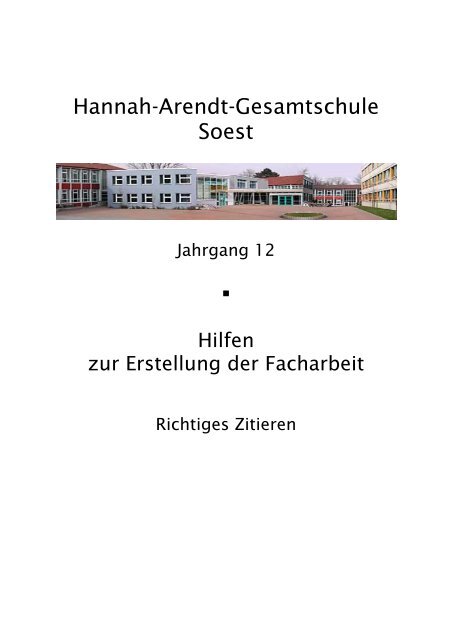Facharbeit 12 Zitieren Hannah Arendt Gesamtschule Soest