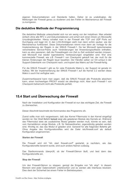 Firewall Handbuch für LINUX 2.0 und 2.2 - zurück