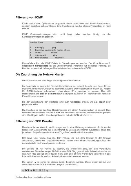 Firewall Handbuch für LINUX 2.0 und 2.2 - zurück