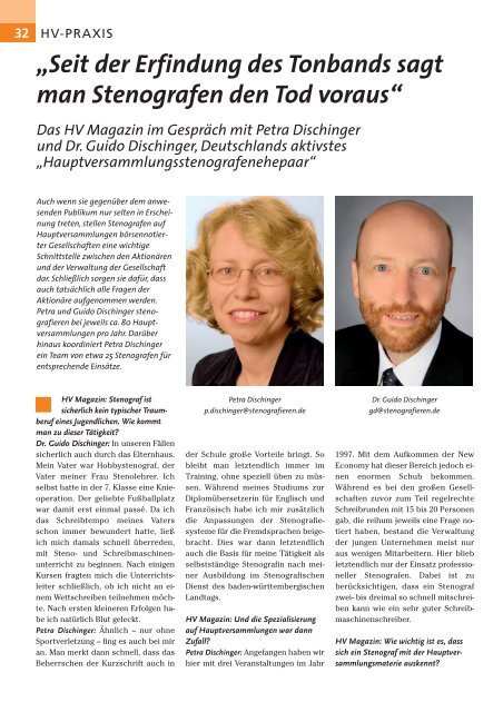 HV Magazin 4/2009, S. 32/33 - Petra Dischinger