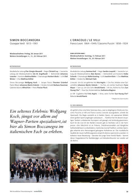 Opernmagazin Januar / Februar 2011 - Oper Frankfurt