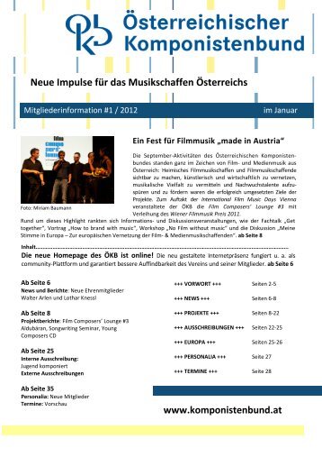 Die neue Homepage des ÖKB - Österreichischer Komponistenbund