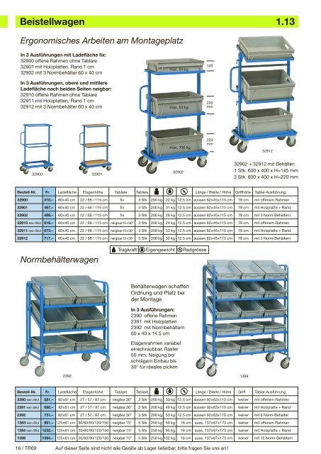 Transportgeräte-Katalog