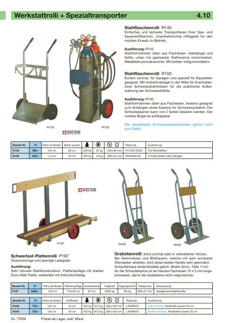 Transportgeräte-Katalog