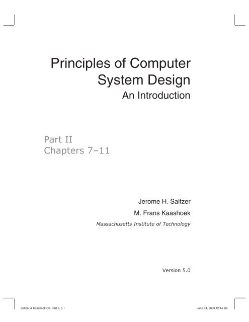Principles Of Computer System Design Mit Opencourseware Principles Of Computer System Design Mit Opencourseware