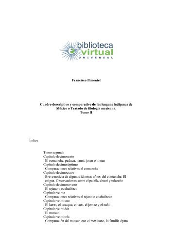 Francisco Pimentel Cuadro descriptivo y comparativo de las ...