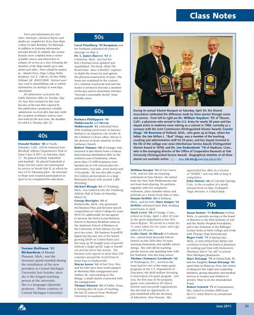 Class Notes Hope College