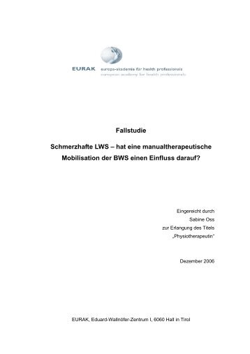 Fallstudie Schmerzhafte LWS – hat eine manualtherapeutische ...