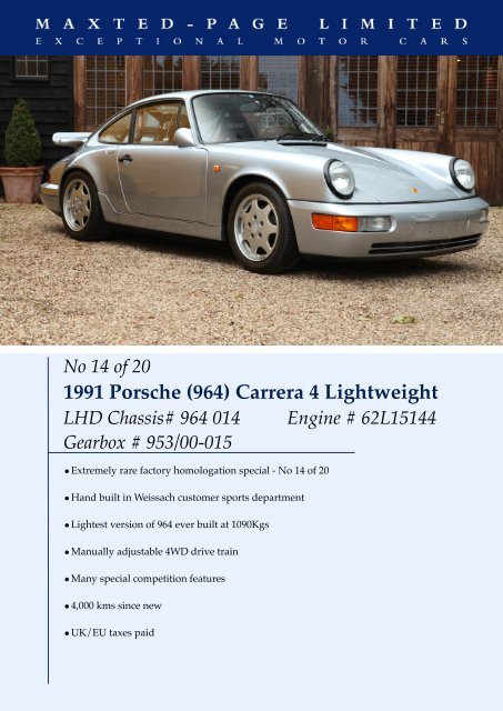 Porsche 964 Carrera 4 LWT - Maxted-Page