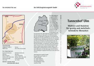Tannenhof Ulm - LWV.Eingliederungshilfe GmbH