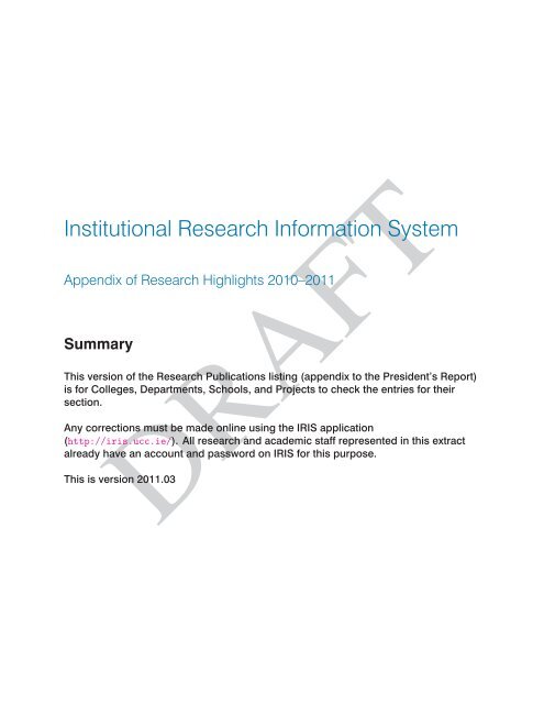 Institutional Research Information System - University College Cork